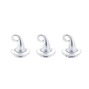 Three vintage silver zinc alloy wizard hat charms for DIY jewelry and necklaces