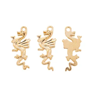 Golden dragon pendant charms made of vintage zinc alloy with intricate scales and loop