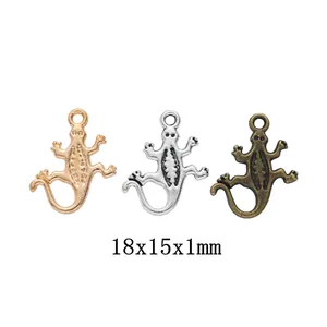 Vintage Zinc Alloy Gecko Lizard Charms For DIY Jewelry Making Antique Animal Pendants For Necklace Bracelet Keychain Accessory