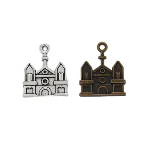 Ciondoli castello vintage in lega argento e bronzo per accessori gioielli fai da te