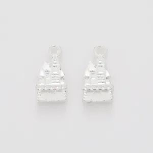 Lot de deux breloques château vintage en alliage pour la création de bijoux DIY créatifs