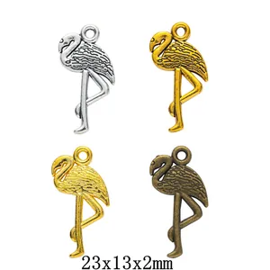 Vintage Zinc Alloy Flamingo Charms DIY Jewelry Making Accessories Metal Bird Pendants For Necklace Bracelet Earring Handicraft