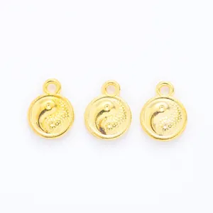 Three gold vintage Tai Chi Bagua charms in zinc alloy for jewelry making DIY