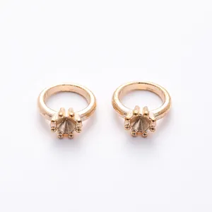 Golden crown-shaped DIY ring bases for handmade jewelry settings in vintage style