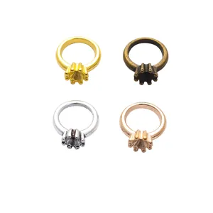 DIY zinc alloy ring base pendants in gold, bronze, silver and rose gold crown settings