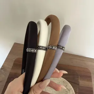 Elegant padded sponge headbands with rhinestone metal buckles in four classic colors