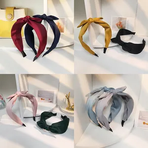 Einfarbig Satin Schleife Haarreif Breite Seite Geknotetes Haarband Für Damen Mädchen Koreanischer Stil Elegant Süßer Haarschmuck
