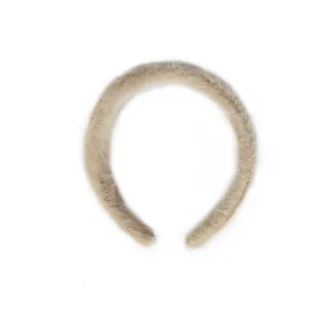 Weicher Haarreif aus Kunstkaninchenfell in Hellkhaki für Damen-Haarstyling-Accessoires