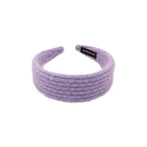 Cerchietto per capelli in maglia viola chiaro fatto a mano con texture di lana spessa e morbida