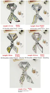 French vintage tarot twilly silk scarves in five distinct styles with satin finish details