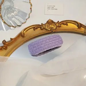 Chic lilac purple knitted hair clip for women with soft wool texture for daily styling
