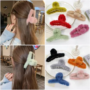 Elegantes pinzas para el cabello de piel sintética en varios colores para otoño e invierno