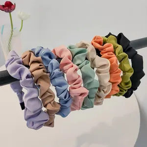 French vintage pleated fabric headbands in nine colors with elegant matte finish
