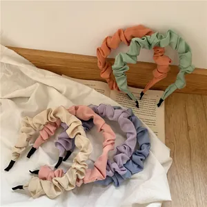 French vintage pleated fabric headbands in assorted Morandi colors for women