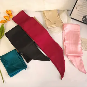 Foulards longs en satin de couleur unie pour cheveux en plusieurs coloris élégants