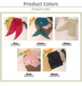Vue détaillée de rubans à cheveux en satin unis rouge, vert, beige, rose et noir