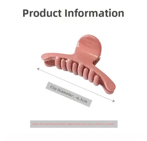 Polished Morandi pink hair claw clip showing 6.5cm diameter measurement detail