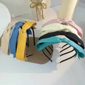 Serre-tête Doux en Tissu avec Nœud Papillon pour Femme Fille Grand Nœud en Ruban Couleur Unie Accessoire Cheveux Élégant
