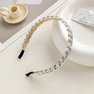 Trendiger Silberner Metallketten Haarreif Für Damen Koreanischer Stil Klobiger Gliederkette Haarschmuck Punk Industrie Design