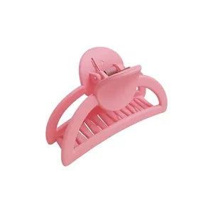 Matte pink large shark hair claw clip for women's elegant summer hairstyles and updos
