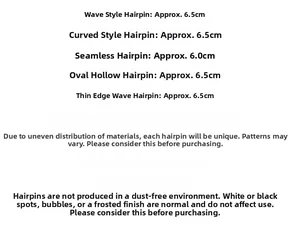 Size chart showing acrylic checkerboard hair clip dimensions and style specifications
