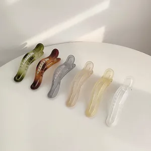 Grande Fermaglio a Banana Trasparente Opaco Clip per Capelli Ovale Vuoto Forcina Elegante Accessorio per Capelli Donna