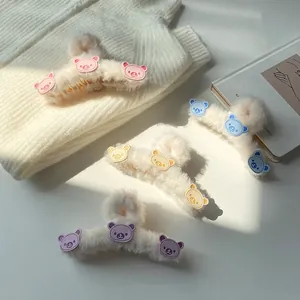 Simpatica Molla per Capelli in Peluche a Forma di Orso Grande Clip a Squalo in Pelliccia Sintetica Accessori per Capelli