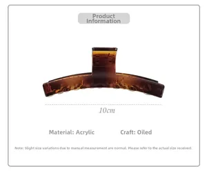 Detail showing 10cm dark amber acrylic hair claw clip with glossy finish and metal spring