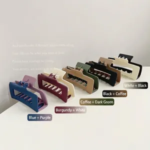 Matte acrylic square hair claw clips in five two-tone color combinations for women