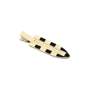 Black and white checkerboard hair clip in minimalist duckbill style for women
