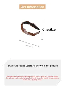 Detailed size guide showing a 12cm wide braided houndstooth and solid brown headband