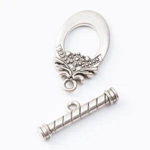 Fermoir à bascule vintage en alliage argent antique avec motifs pour création de bijoux