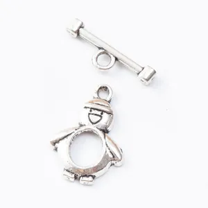 Fermoir à bascule OT en alliage de zinc argent antique en forme de manchot pour bijoux