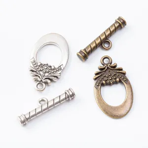 Fermoirs à bascule vintage en alliage de zinc argent et bronze pour bijoux DIY