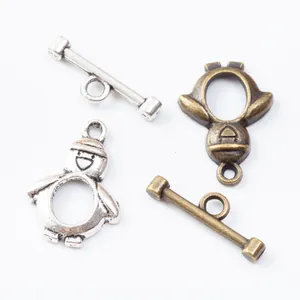 Fermoirs à bascule pingouin en alliage de zinc vintage pour bijoux DIY en deux tons de métal