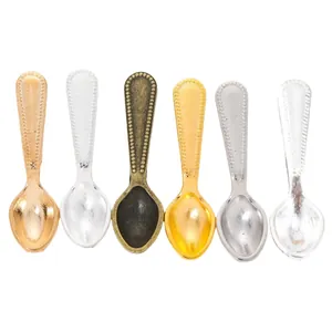 Vintage 6-piece zinc alloy decorative mini spoon set in gold silver and bronze