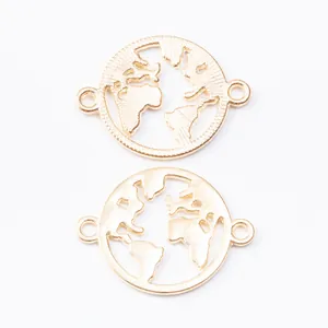 Conectores de globo terráqueo dorado para pulseras DIY y creación de joyería