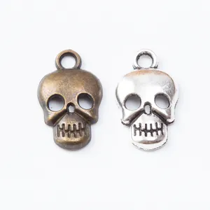 Gothic skull charms in antique bronze and silver alloy for DIY jewelry making