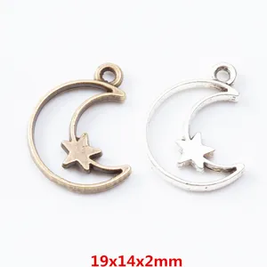 Ciondoli Cornice Cava Luna Stella in Lega di Zinco Vintage Per Creazione Gioielli Fai da Te Pendenti in Metallo Bronzo Antico Argento