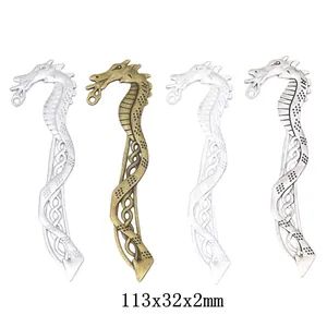 Vintage Zinc Alloy Dragon Bookmark Pendant Celtic Knot Hollow DIY Jewelry Making Accessories Antique Silver Bronze White K