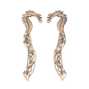 Vintage bronze dragon bookmarks with intricate Celtic knot patterns and hanging holes