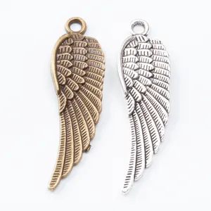 Ciondoli vintage ad ala d'angelo in lega di zinco bronzo e argento per gioielli fai da te