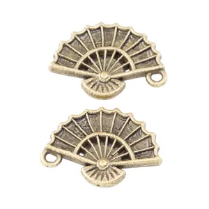 Vintage bronze fan shaped charms in zinc alloy for DIY jewelry making and crafting