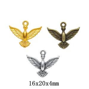 Ciondolo Aquila in Lega Vintage Per Creazione Gioielli DIY Bronzo Antico Argento Placcato Oro Colombe della Pace Accessori