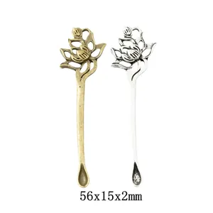 Colgante de Flor de Loto de Aleación de Zinc Vintage Cuchara para Orejas Accesorios Joyería DIY Bronce Antiguo Plateado