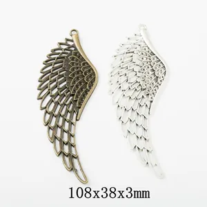 Vintage Alloy Wing Feather Charms For DIY Jewelry Making Ancient Bronze Silver Metal Wings Pendant Craft Accessories