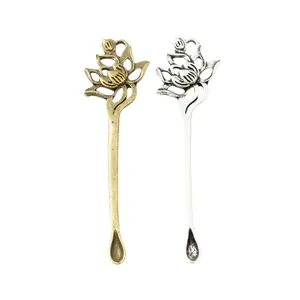 Colgantes de cuchara de loto de aleación de zinc vintage en bronce y plata antigua