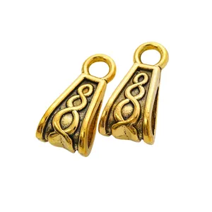 Retro gold zinc alloy bail clasp with swirl pattern for DIY jewelry making sets