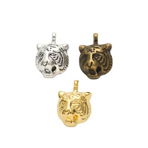 Tiger head metal pendants in silver, bronze and gold for DIY jewelry making accessories
