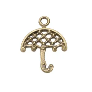 Pendentif parapluie vintage en bronze avec design grillagé et bélière pour bijoux DIY